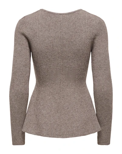 Only - ONLIbi V-Neck Rib Peplum Strik - Brancken